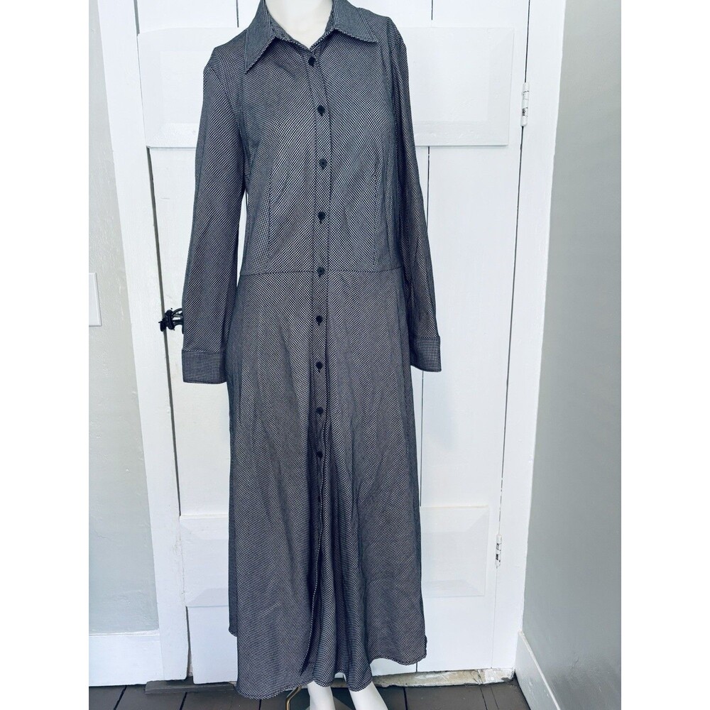 Vtg American Living Shirt Dress Retro Button Up Black White Checkered Size 10